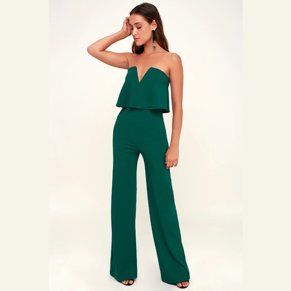 Lulus Power of Love Strapless Jumpsuit, Small, Emerald Green